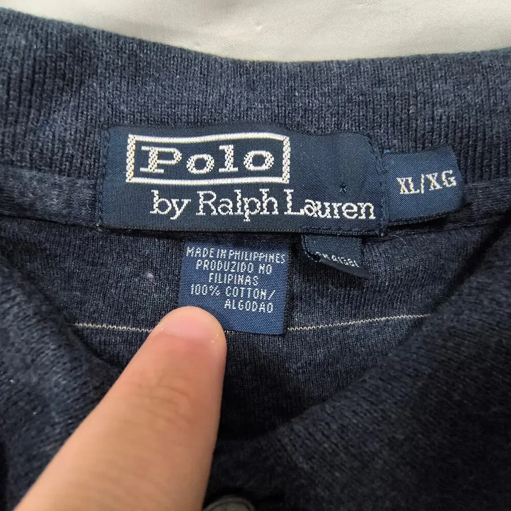 Polo by Ralph Lauren Collared Casual Long Sleeve Polo Shirt Mens Size XL Navy